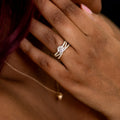 0.50 TCW Round Brilliant Cut Criss Cross Style Moissanite Wedding Band