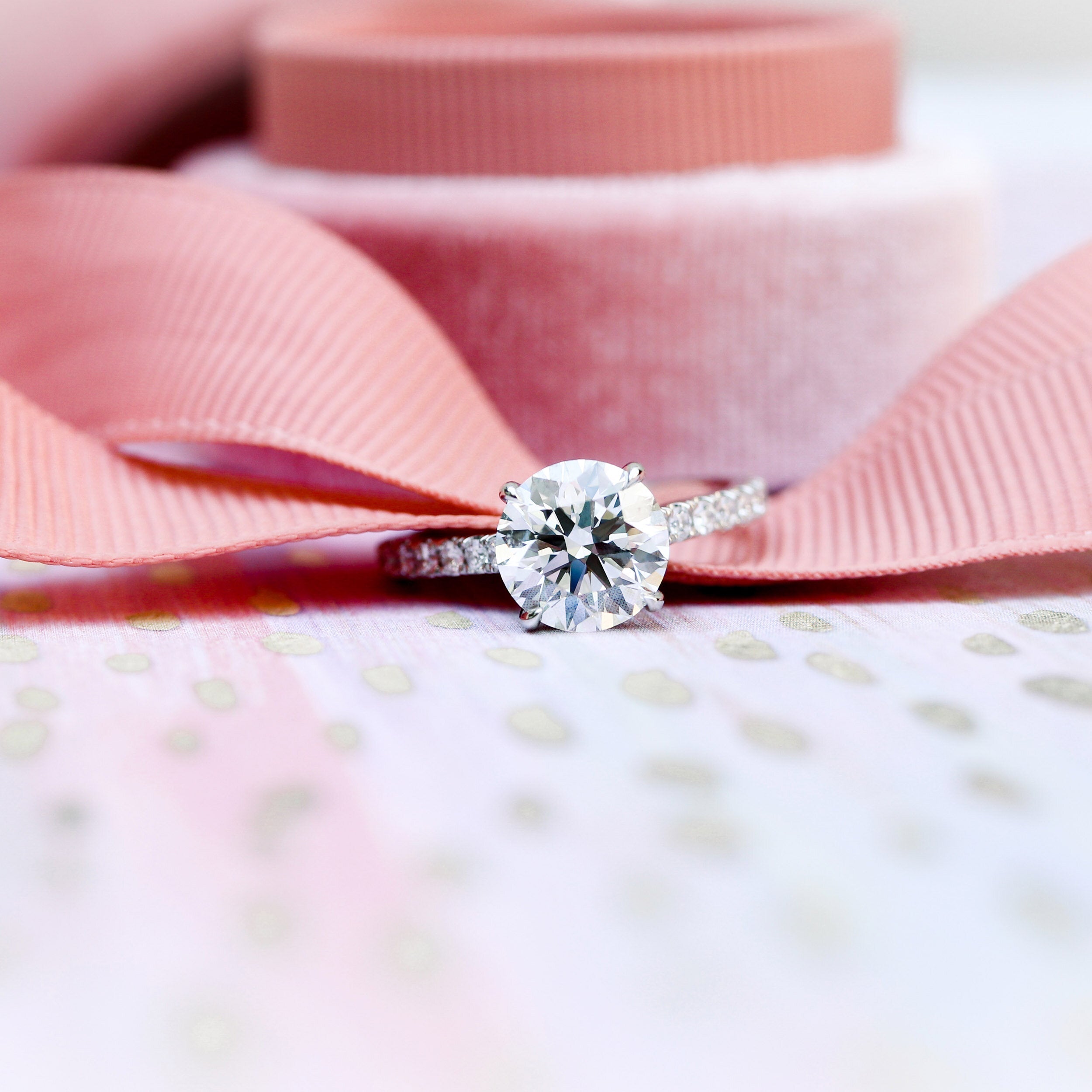 2.0CT Round Moissanite Solitaire Engagement Ring