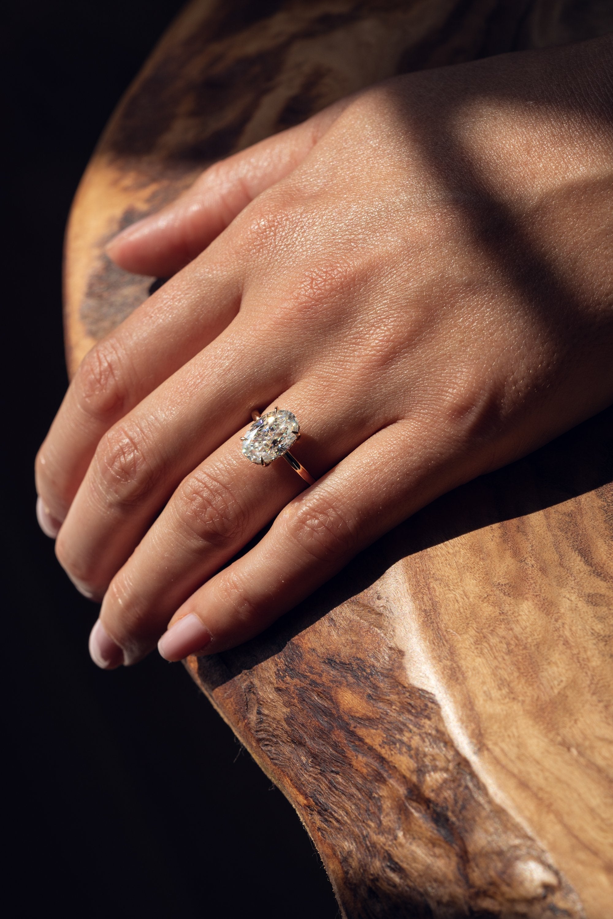 4.0 CT Oval Moissanite Hidden Halo Setting Engagement Ring