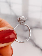 2.0 CT Oval Moissanite Hidden Halo Pave Setting Engagement Ring