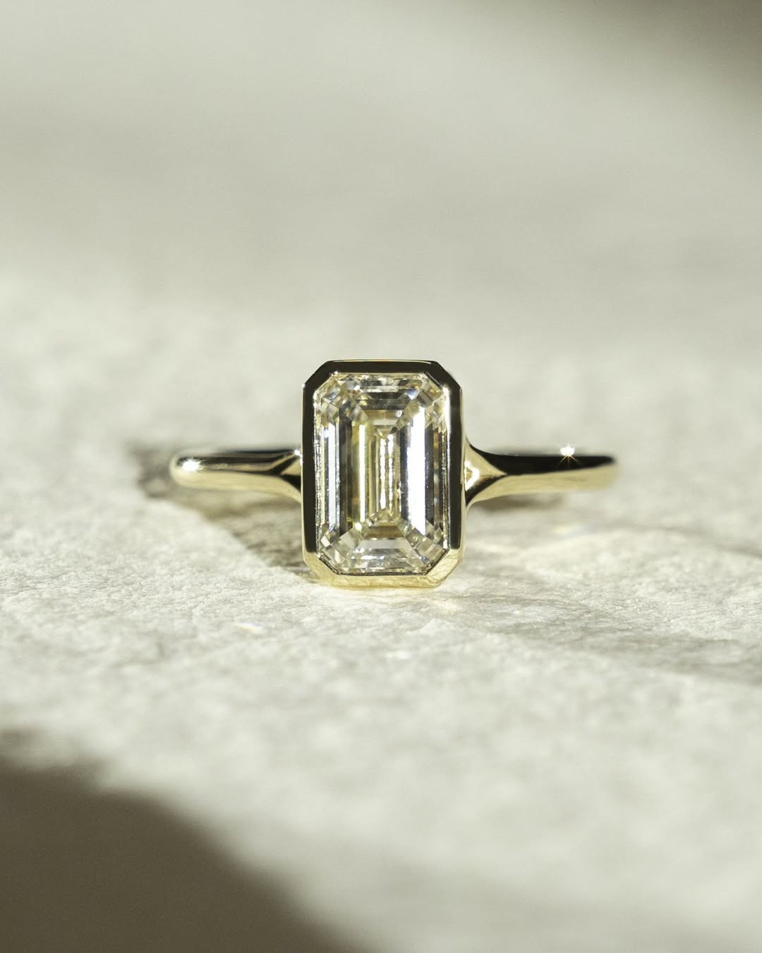1.0 -3.0 CT Emerald ⁠Cut Lab Grown Diamond Bezel  Engagement Ring Main image