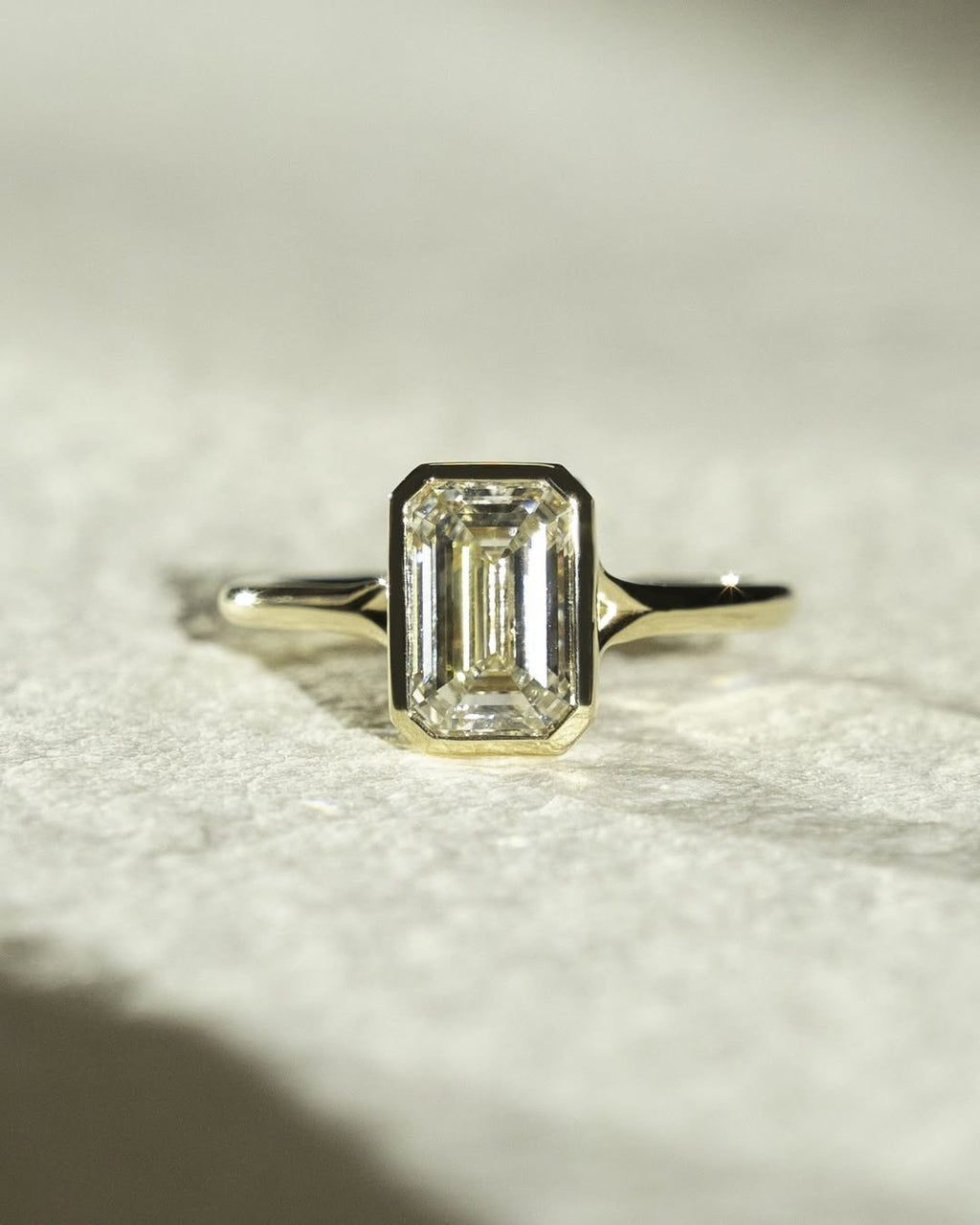 1.0 -3.0 CT Emerald ⁠Cut Lab Grown Diamond Bezel  Engagement Ring