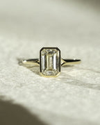 1.0 -3.0 CT Emerald ⁠Cut Lab Grown Diamond Bezel  Engagement Ring