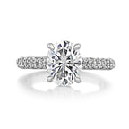 1.93CT Oval Moissanite Hidden Halo Triple Pave Setting Engagement Ring