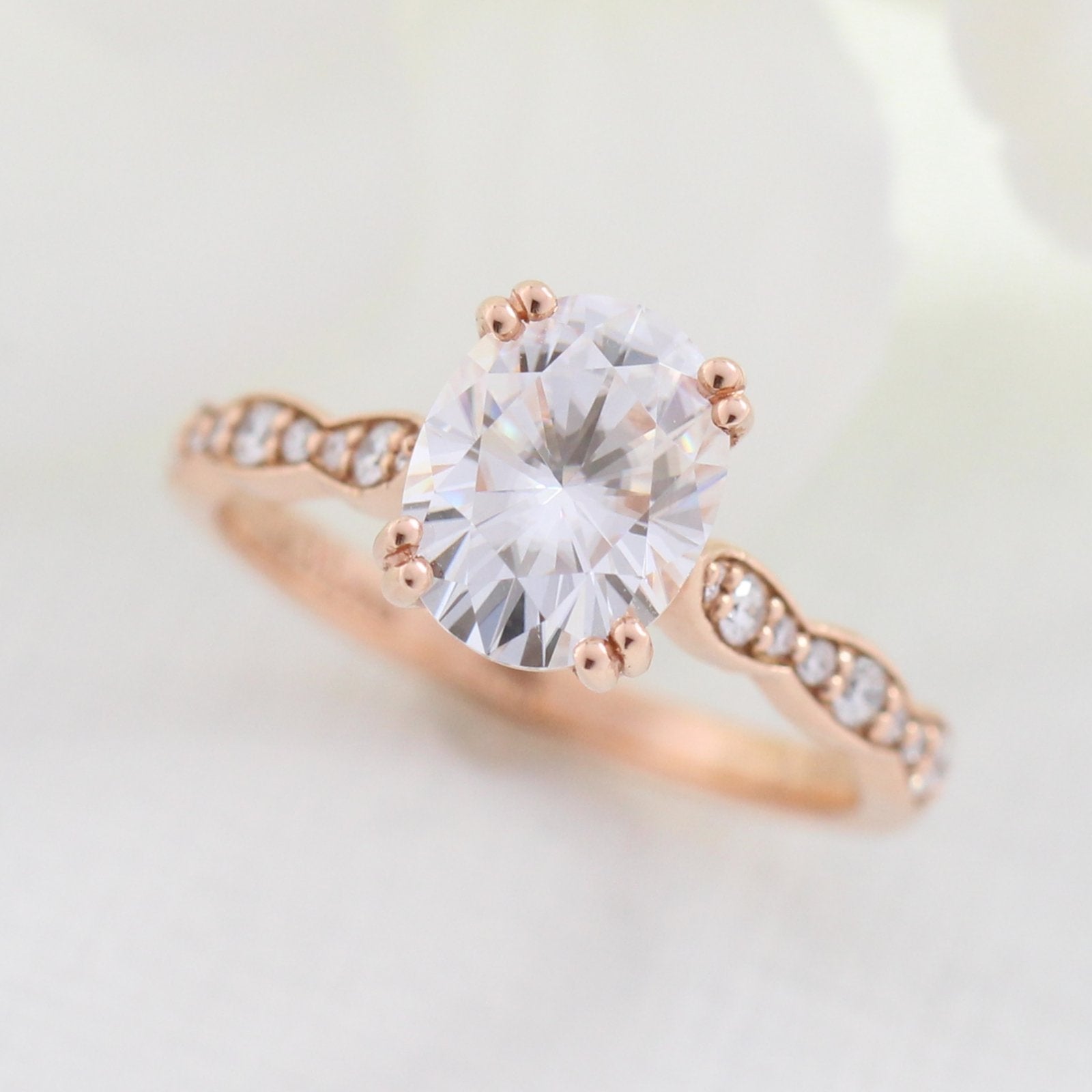 2.0 CT Oval Cut Moissanite Vintage Style Engagement Ring