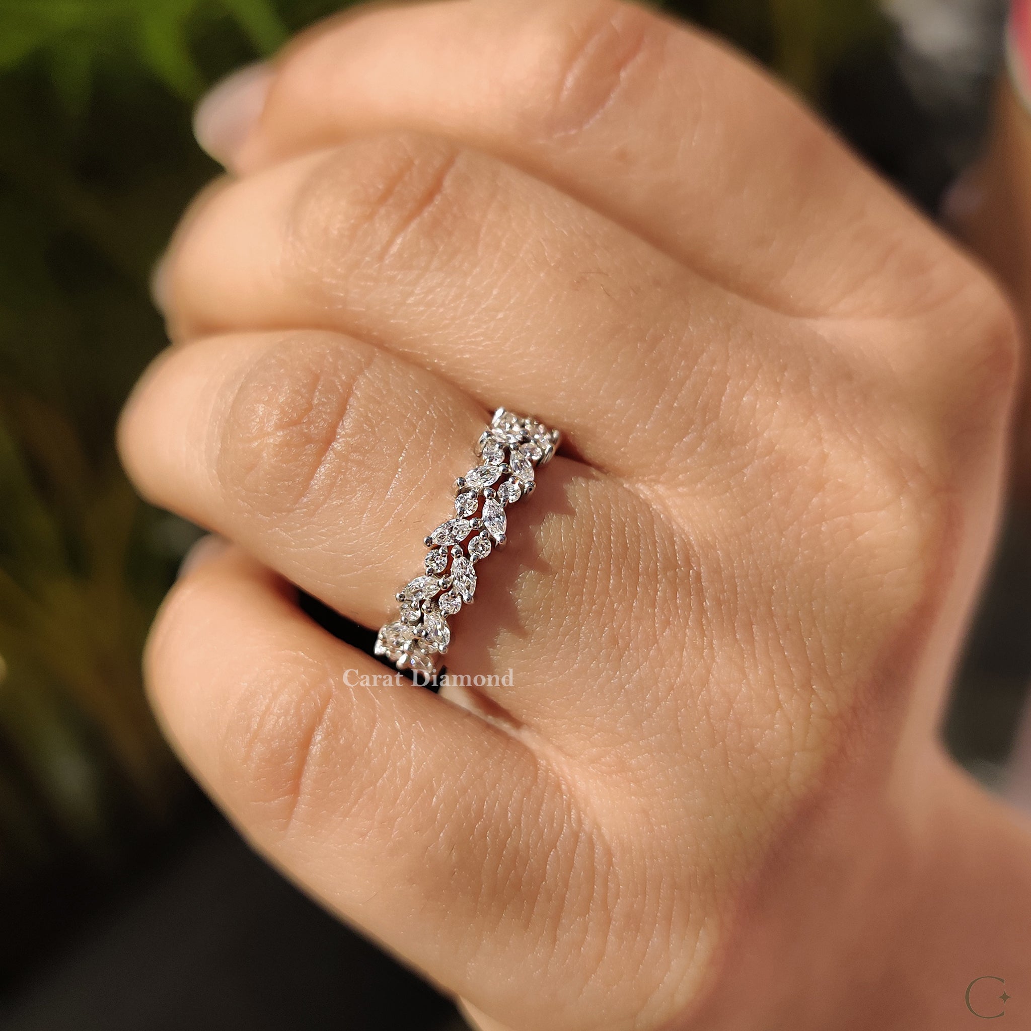 Marquise And Round Wedding Band With Eternity Style