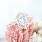 1.50 CT Oval Cut Vintage Halo Style Moissanite Engagement Ring