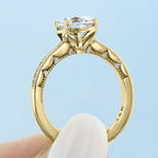 2.0CT Round Cut Moissanite Vintage Style Engagement Ring