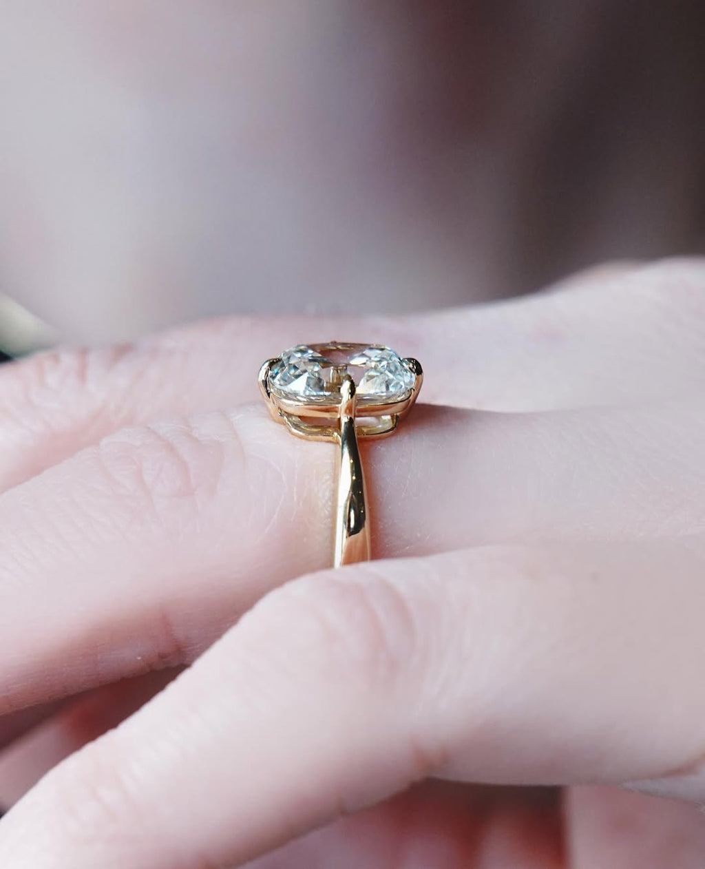 1.0 -3.0 CT Elongated Cushion ⁠Cut Lab Grown Diamond Solitaire Engagement Ring