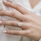 3.20 CT Elongated Cushion Moissanite Solitaire With Hidden Halo Setting Engagement Ring