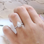 1.0 CT Vintage Floral Pear Cut Diamond Moissanite Halo Engagement Ring