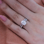 2.0CT Oval Moissanite Vintage Halo Bridal Ring Set