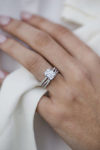2.30 CT Emerald Moissanite Hidden Halo Setting Engagement Ring