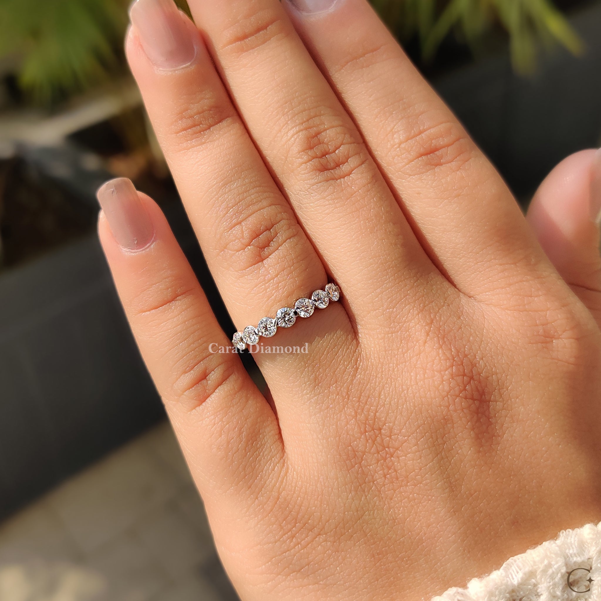 White Gold Wedding Band For Women in Round Diamond Secondary image