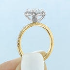 1.93CT Oval Cut Moissanite Halo Two Tone Engagement Ring