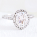2.0 CT Oval Cut Moissanite Halo Engagement Ring