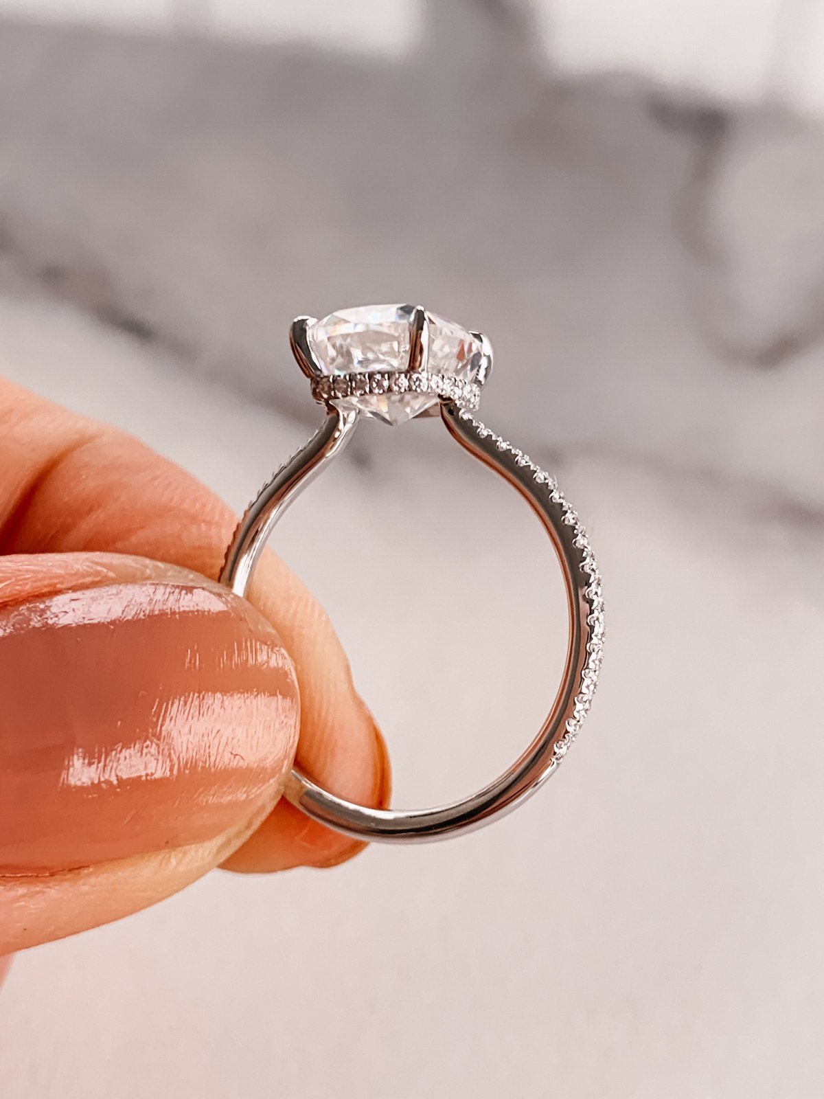 2.0 CT Cushion Moissanite Hidden Halo Pave Setting Engagement Ring