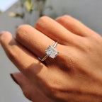 Cushion Cut Engagement Ring With Hidden Halo