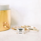 1.75 CT East-West Emerald Cut Moissanite Solitaire Engagement Ring