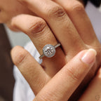 Bezel Halo Engagement Ring with Round Diamond