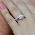 1.0 CT chusion Cut Moissanite Vintage Halo Bridal Ring Set