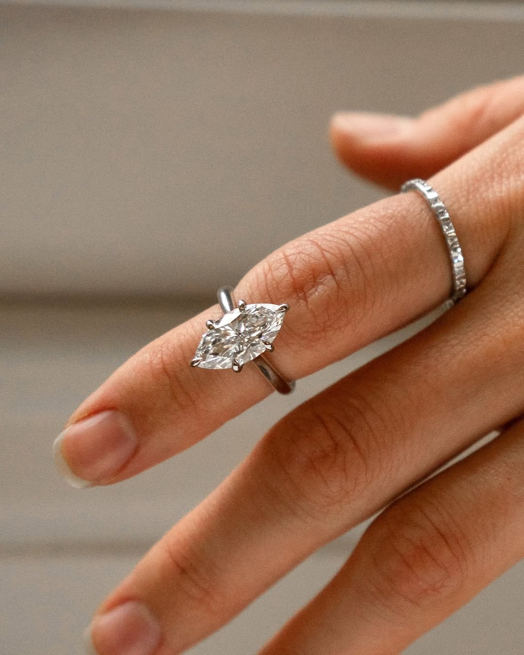 2.0 -4.0 CT Marquise ⁠Cut Lab Grown Diamond Solitaire Engagement Ring