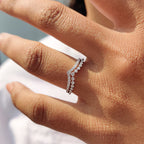 Stackable Chevron Wedding Band In White Gold