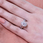 1.50CT Pear Cut Moissanite Halo Bridal Ring Set