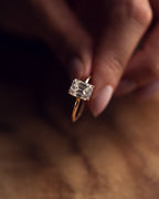 2.50 CT Emerald Moissanite Solitaire Engagement Ring With Hidden Halo Setting