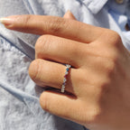 3/4 Eternity Wedding band With Minimalist Birthstone