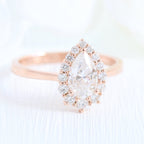 1.0CT Pear Cut Moissanite Halo Bridal Ring Set