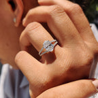 Oval Shaped Engagement Ring with Split Pave Band