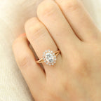 1.50 CT Oval Cut Moissanite Halo Split Shank Style Engagement Ring