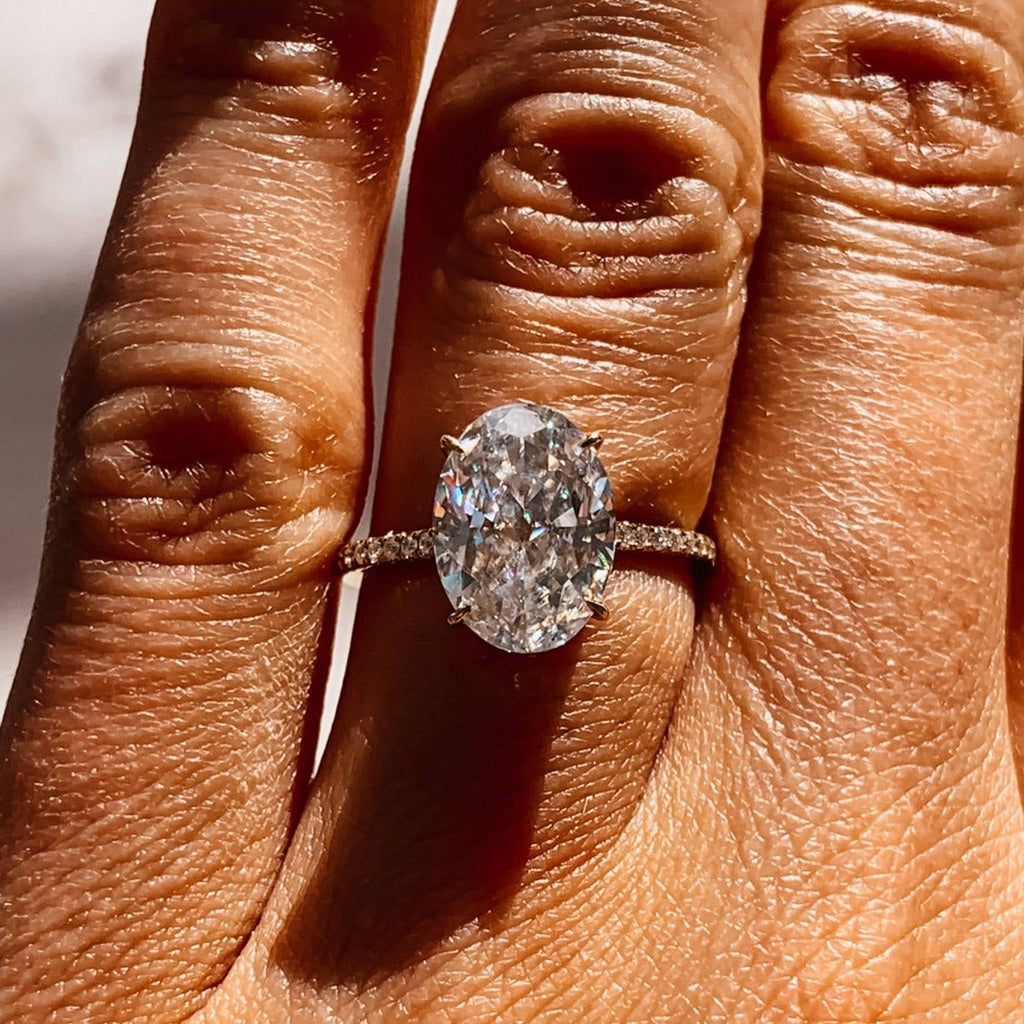 2.80 CT Oval Moissanite Hidden Halo Pave Setting Engagement Ring