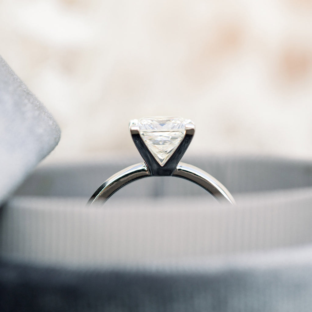 1.75 CT Princess Cut Moissanite Solitaire Engagement Ring
