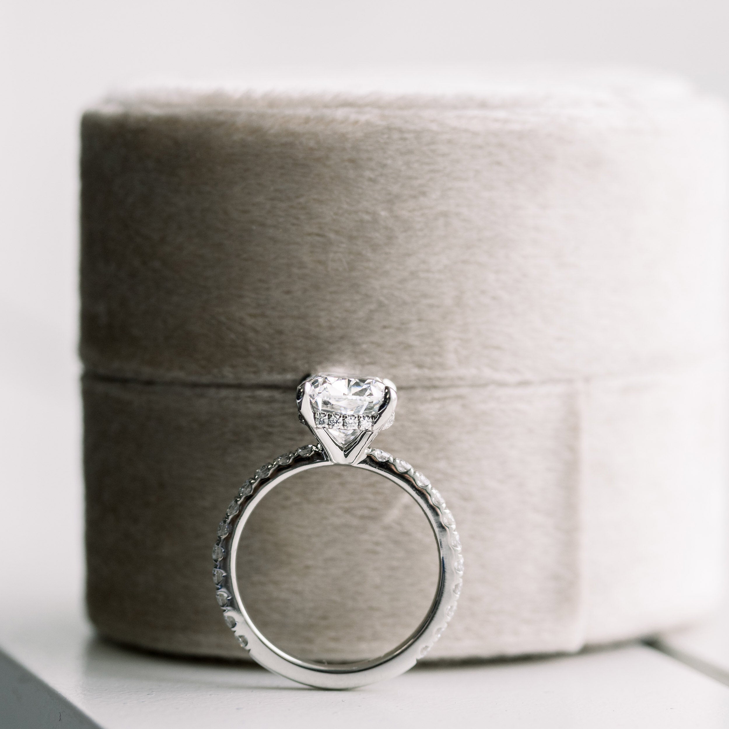 2.50 CT Cushion Moissanite Pave Setting Engagement Ring