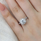 1.65 CT Cushion Cut Moissanite Halo Engagement Ring