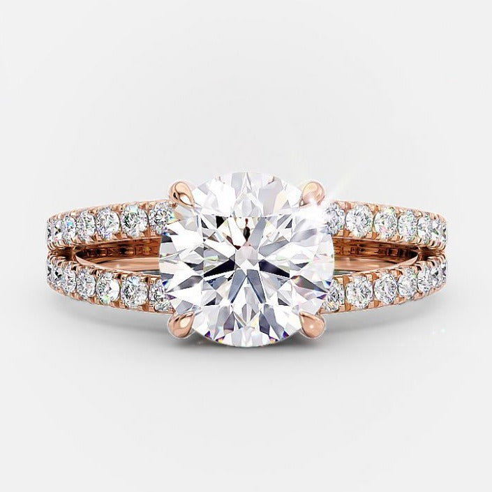 1.90 CT Round Brilliant Cut Split Shank  Moissanite Engagement Ring