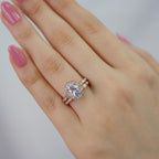 1.50 CT Oval Cut Moissanite Vintage Halo Bridal Ring Set