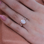 2.0CT Oval Cut Moissanite Vintage Halo Bridal Ring Set