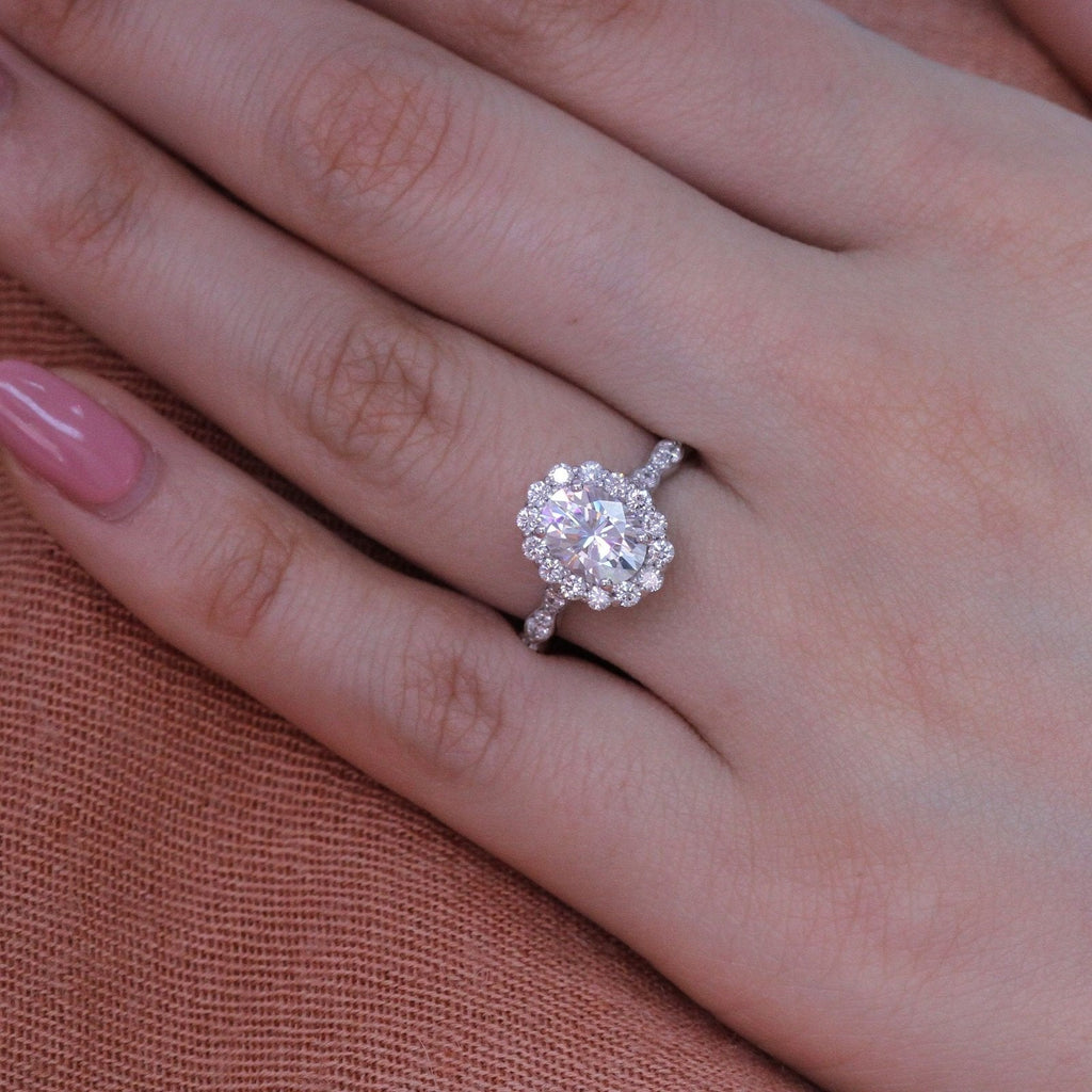 1.50 CT Oval Cut Vintage pave Style Moissanite Engagement Ring