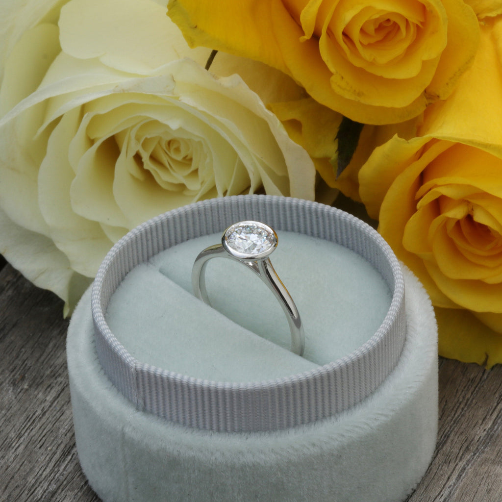1.5 CT Round Cut Moissanite Bezel Engagement Ring