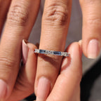 Blue Moissanite Baguette Cut Half Eternity Band
