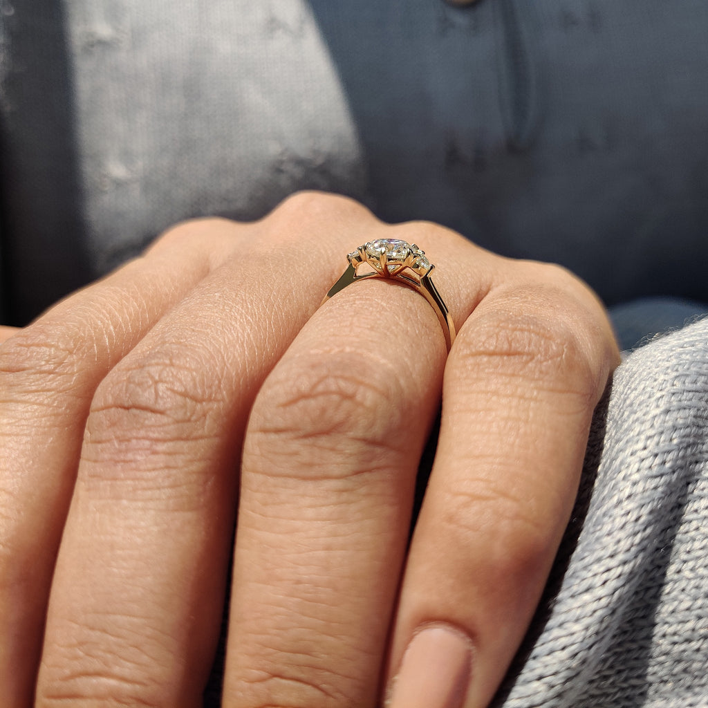 3 Stone Round Engagement Ring In Cathedral Setting