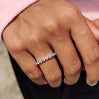 Round Stone Wedding Band In Half Eternity Style