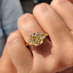 Light Yellow Cushion Cut Moissanite Engagement Ring