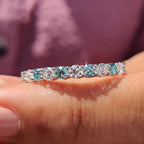 Round Cut Cyan Blue Full Eternity Wedding Band