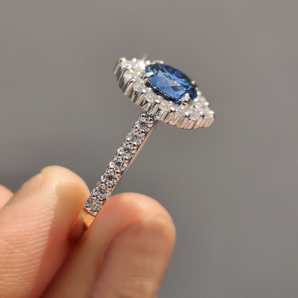 Round Moissanite Halo Engagement Ring