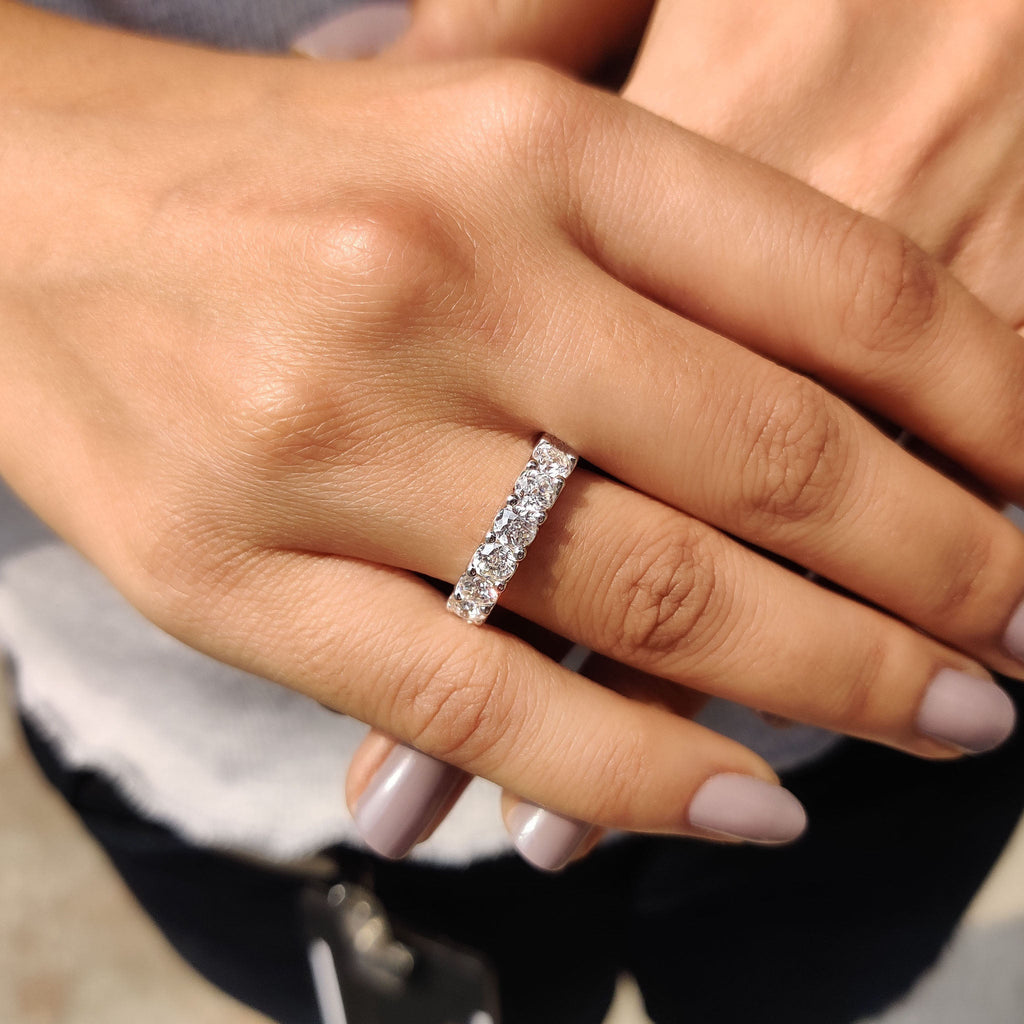 Jubilee Cut Moissanite Wedding Band In Full Eternity Style