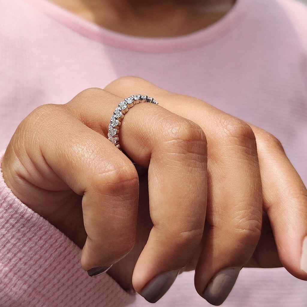 3/4 Eternity Band In Round Cut Double Row Setting